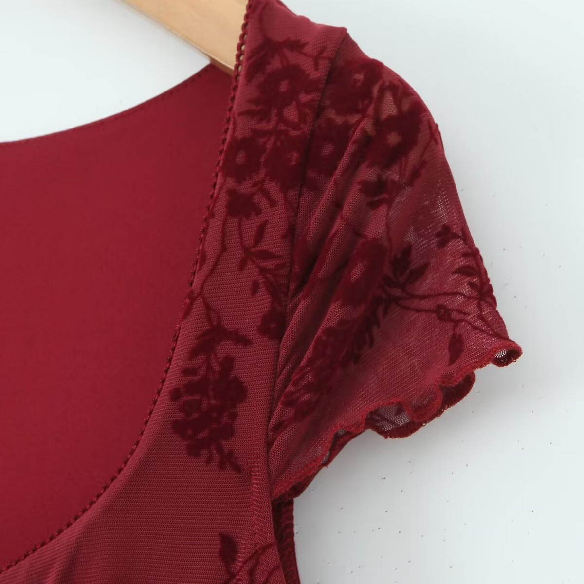 NEW WOMEN S FLORAL VELVET TIE SHORT SLEEVE DRESS_CWDMD5815