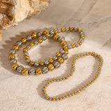 DESIGNER TWO TONE SOLID BEAD STRETCH BRACELET_CWAJE4794