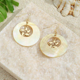 NATURAL YELLOW SHELL METAL PETAL EARRINGS_CWMM4348