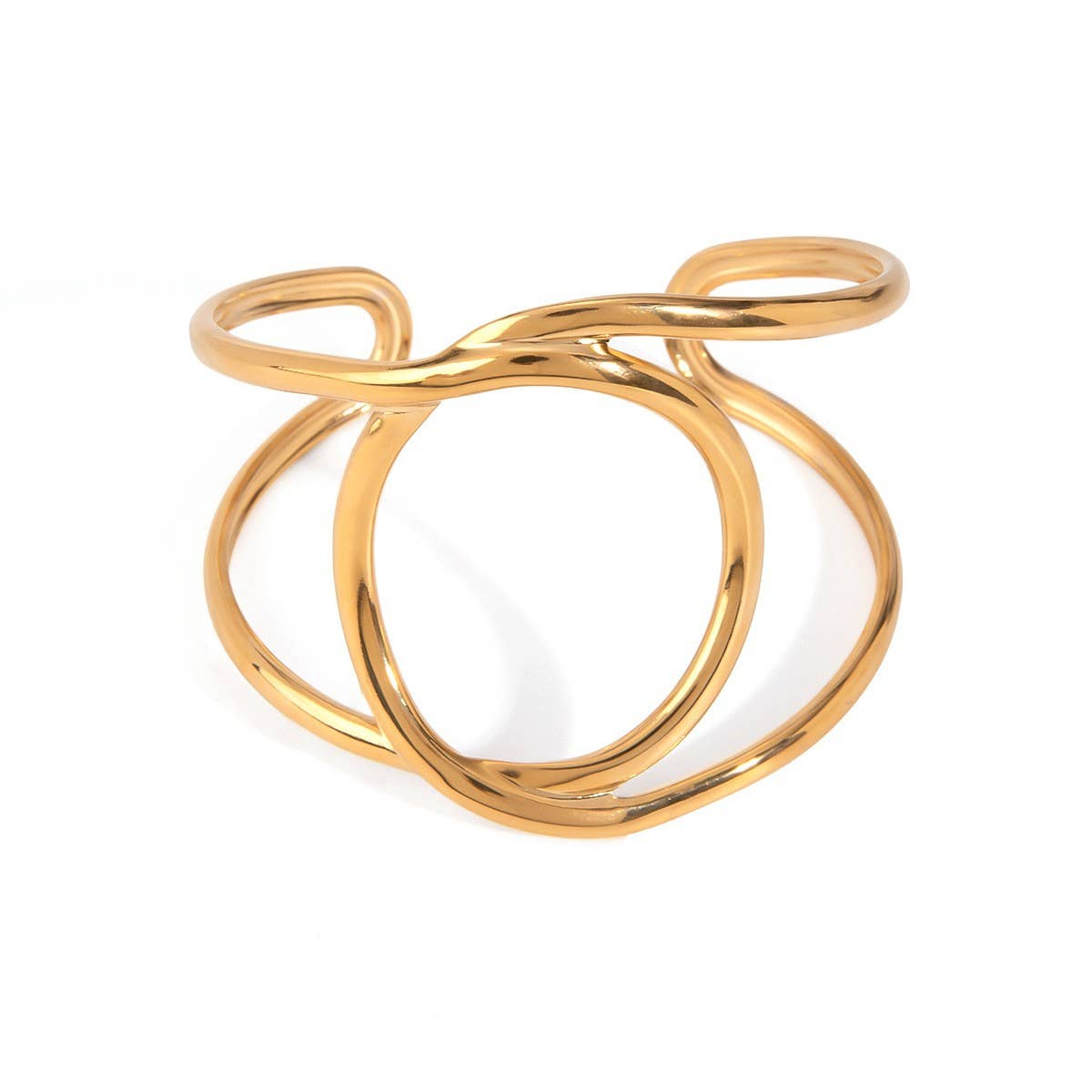 MINIMALIST TWISTED OPEN CUFF IN TITANIUM STEEL_CWAJE4866