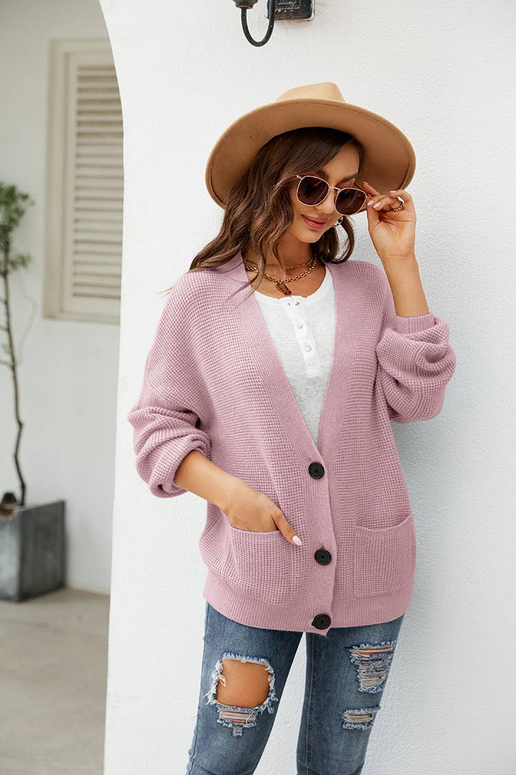 Solid Knit Coat Loose With Cardigan