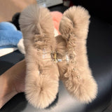LARGE REAL REX RABBIT FUR HAIR CLAW CUTE COZY_CWAHA3302