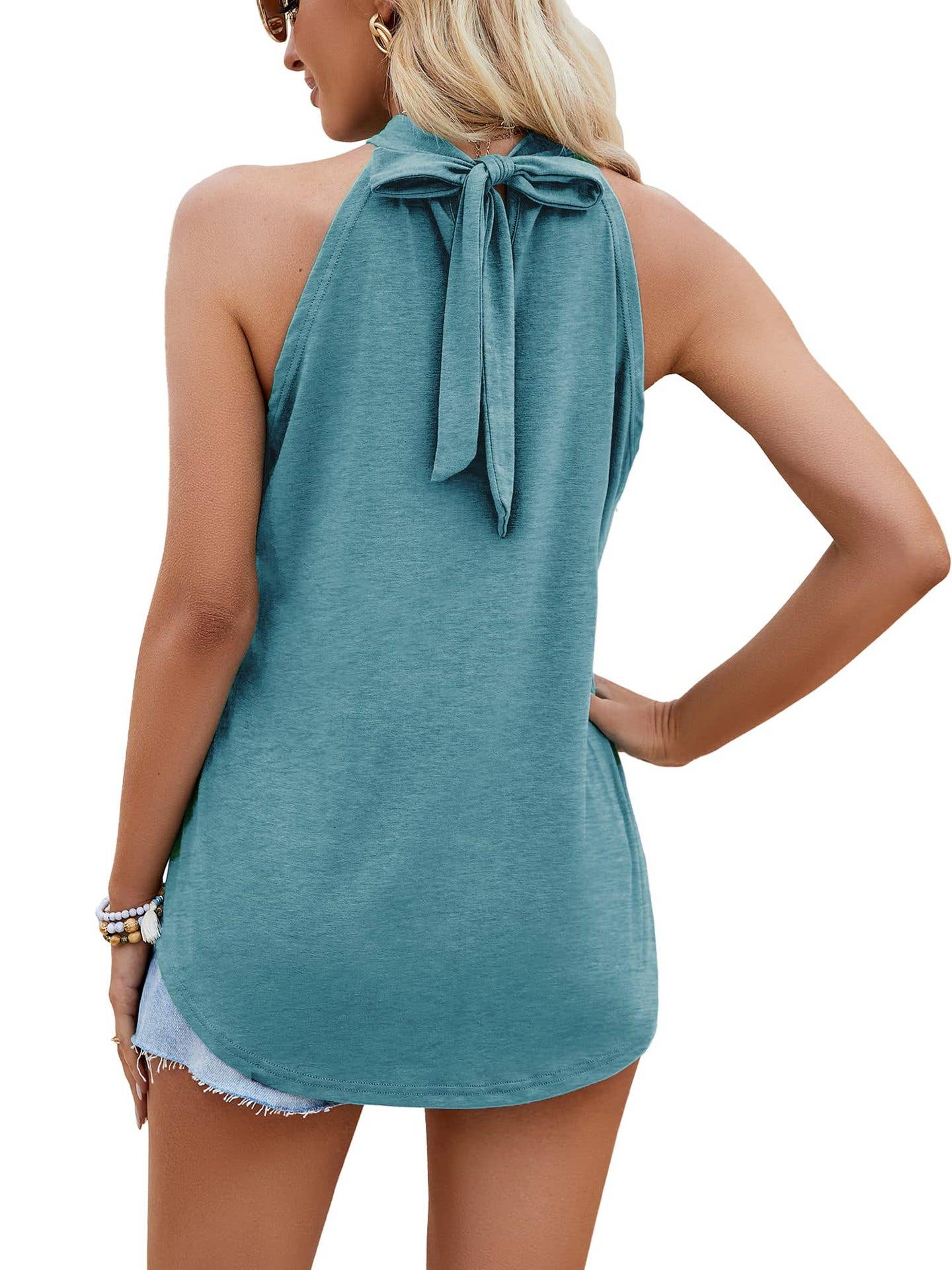 Waistcoat Halter Top Keyhole Sleeveless Shirt