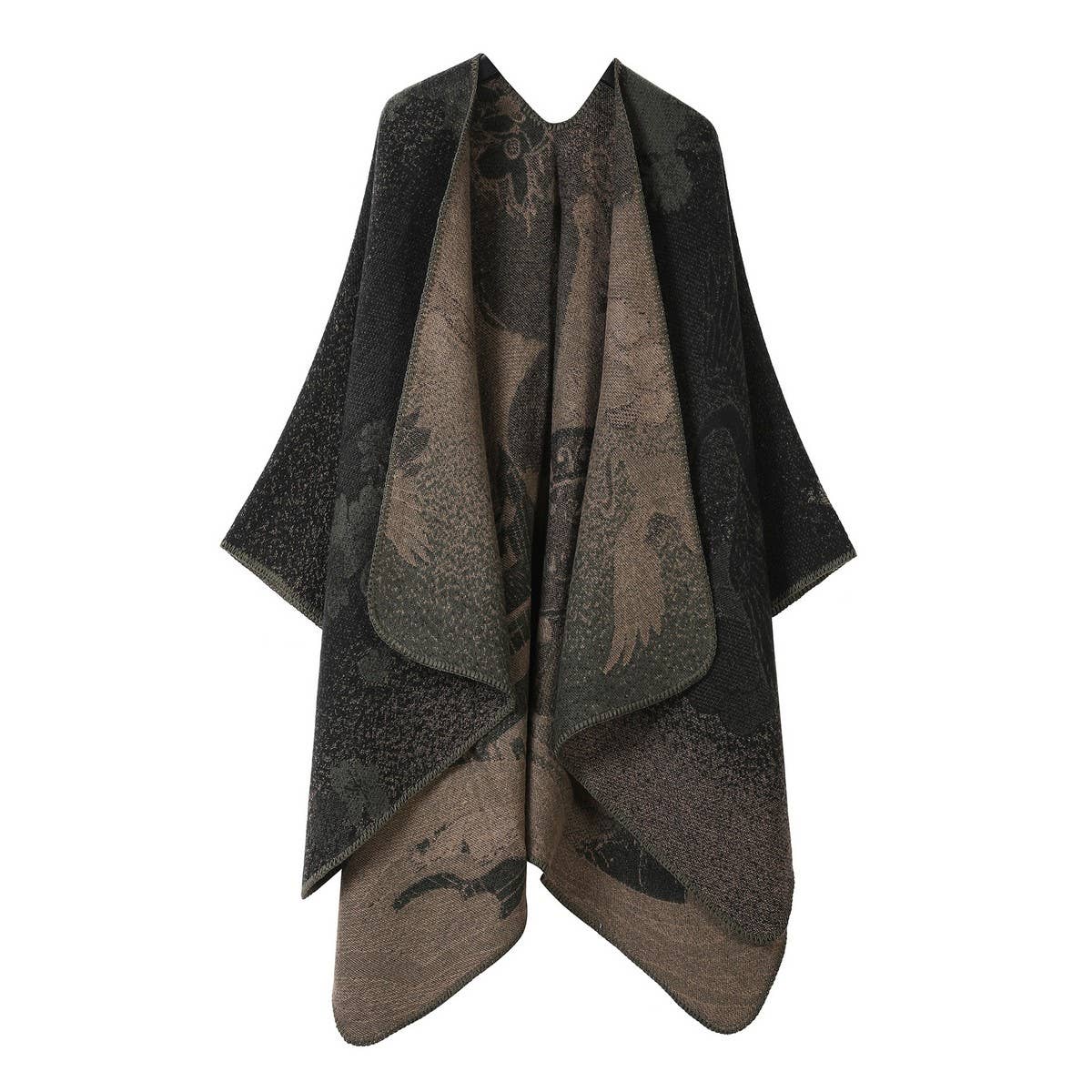 SHAWL VINTAGE SCARF FAUX CASHMERE SLIT WARM CAPE_CWASC2232