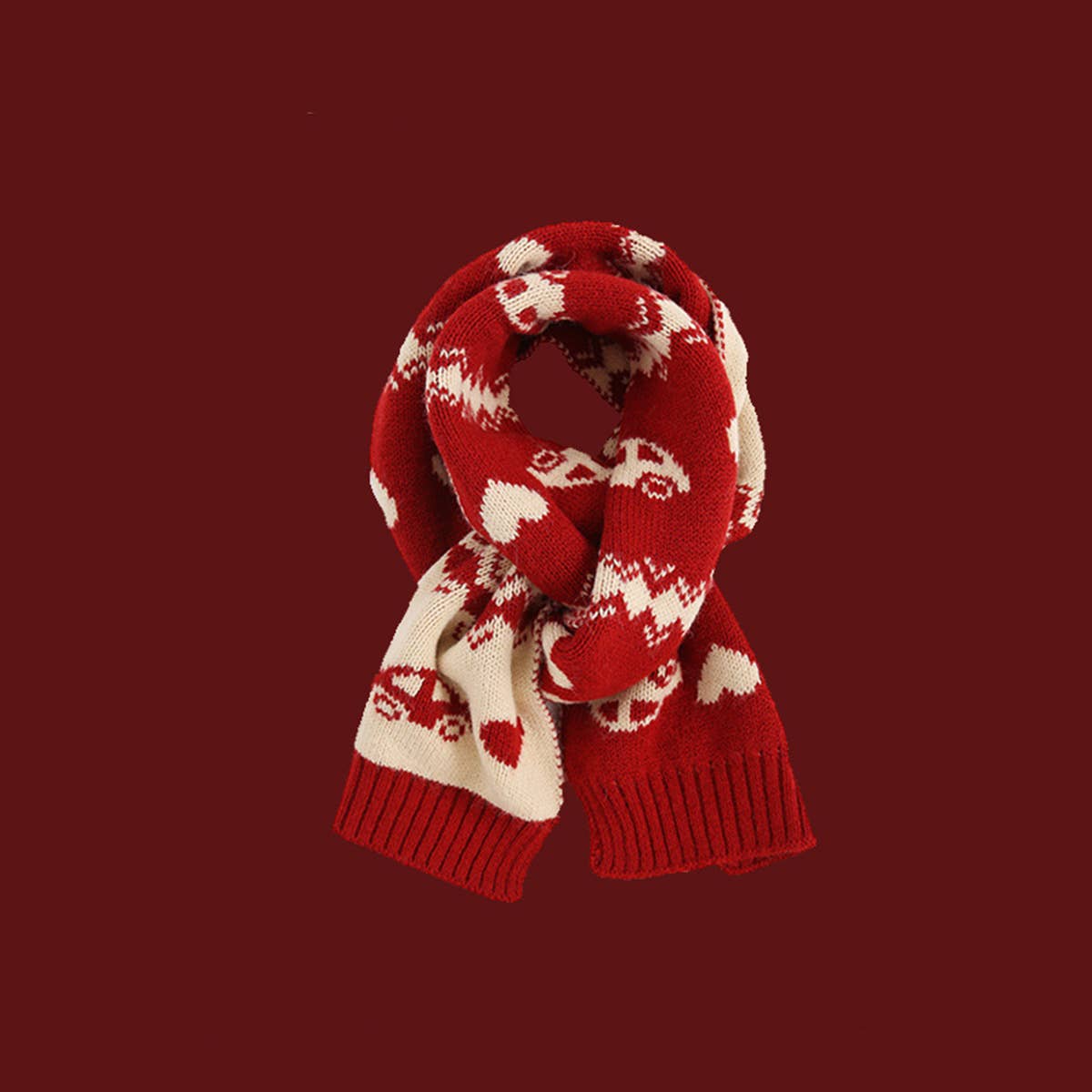 RED KNIT SCARF COZY WINTER CHRISTMAS GIFT_CWASC1500