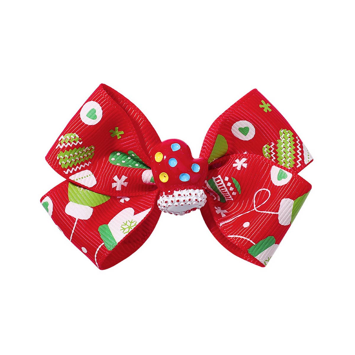 CHILDRENS SANTA CLAUS PRINTED BOW HAIRPIN_CWAHA2364