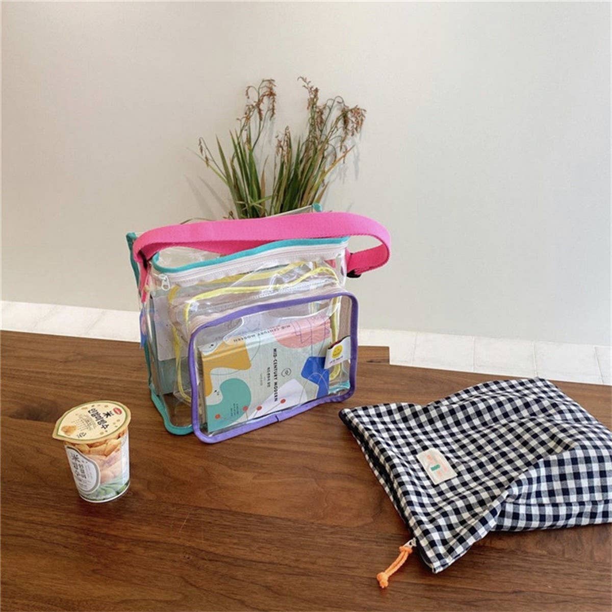 COLOR MATCHING TRANSPARENT BEACH BAG SHOULDER BAG_CWAB1921