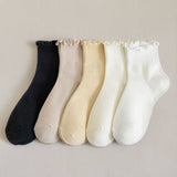 Womens Solid Color Ruffle Ankle Socks_Cwms0127