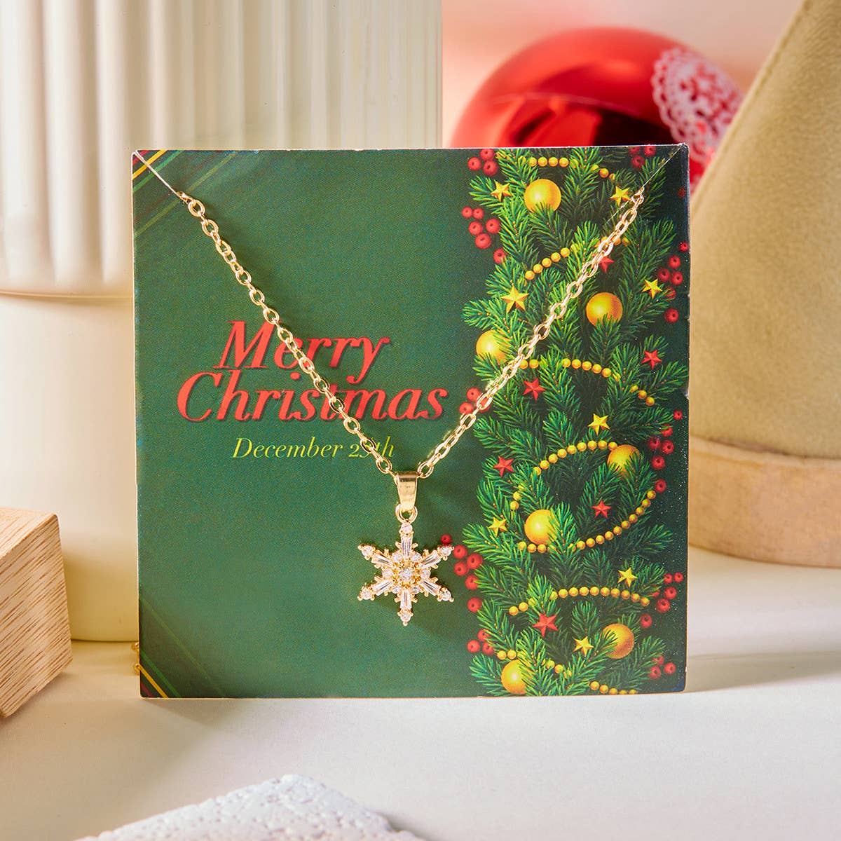 ALL MATCH NEW CHRISTMAS SNOWFLAKE NECKLACE_CWAJE2394