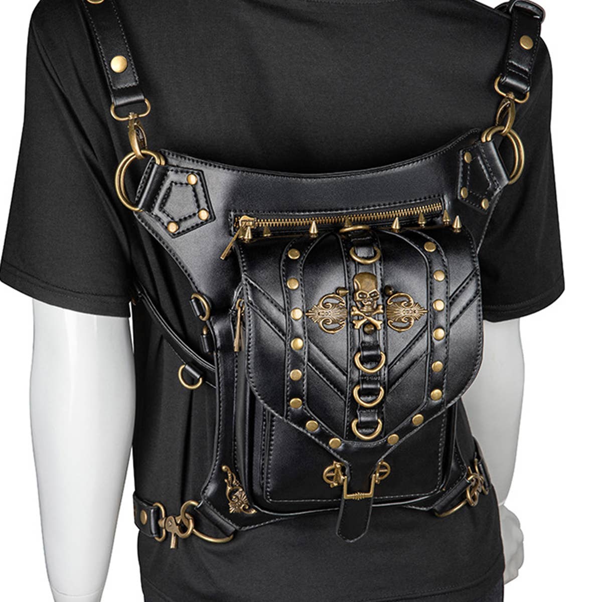 RETRO SKULL GOTHIC STEAMPUNK LEG BAG WALLET_CWAB0646