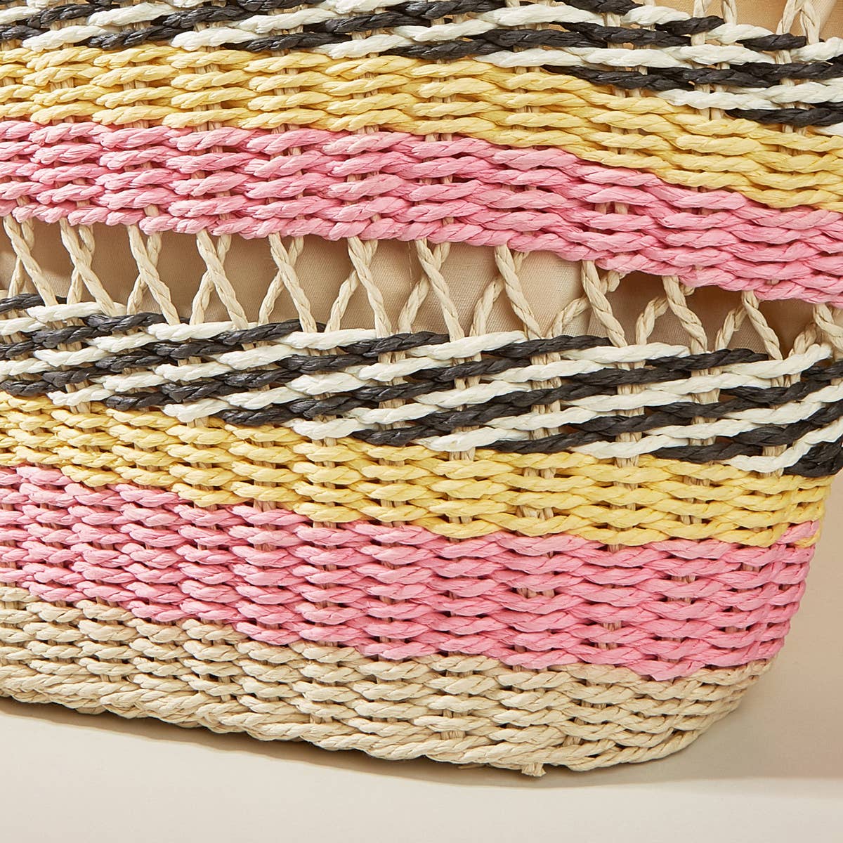 BOHEMIAN CONTRAST STRIPED WOVEN BAG_CWAB1971