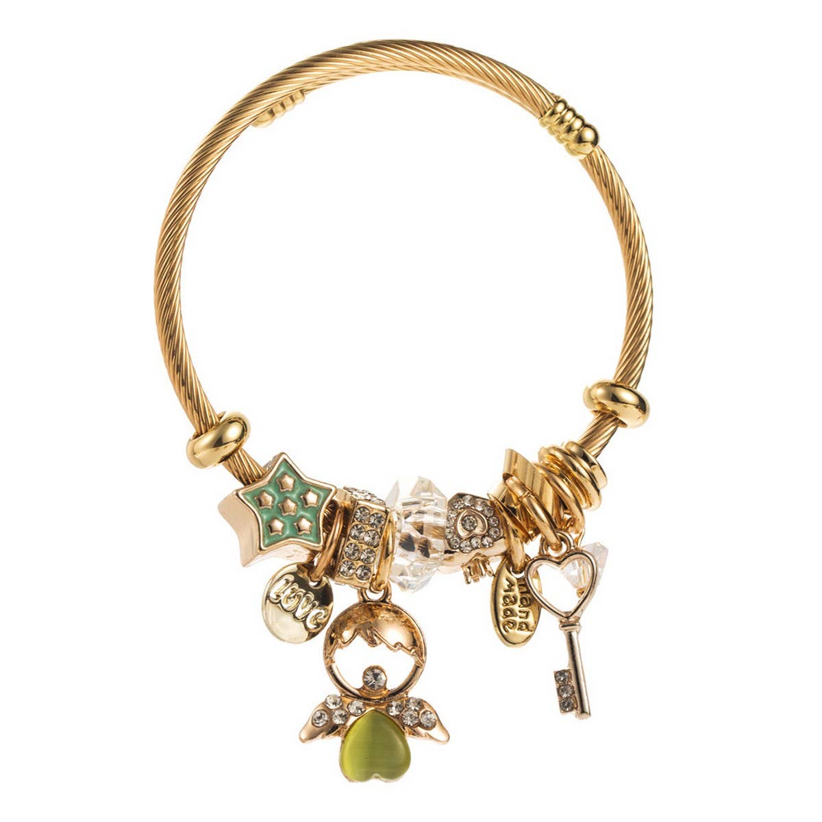 ANGEL KEY CHARM STEEL BRACELET FOR WOMEN_CWMM8474