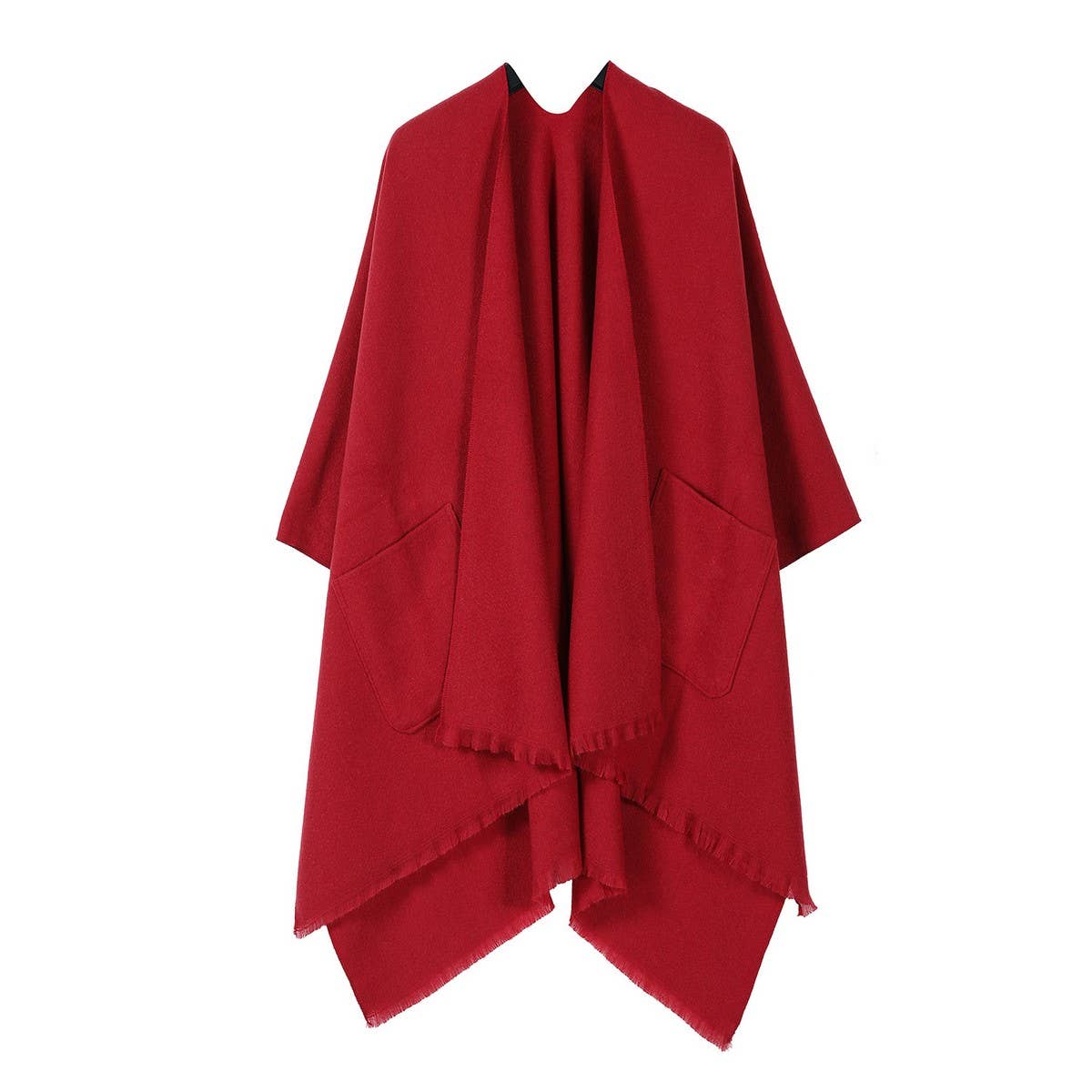SOLID COLOR SHAWL POCKET WARM SCARF CAPE_CWASC2182