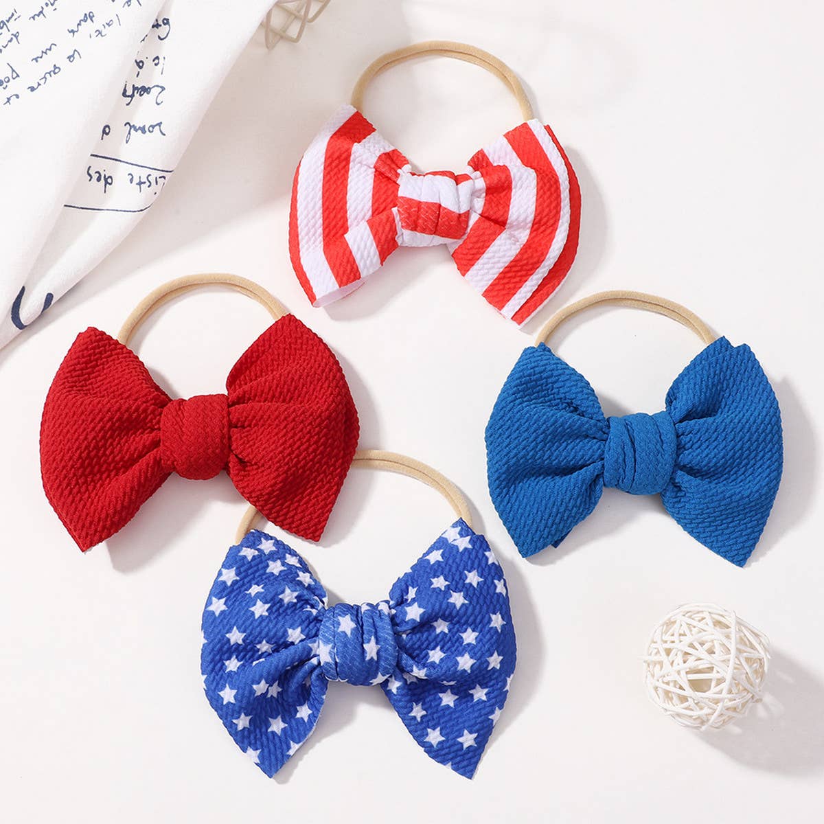 STRIPED CHILDRENS HAIRBAND BOW HAIR ROPE_CWAHA2351
