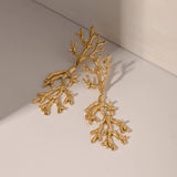 18K GOLD PLATED PEARL TEXTURED CORAL EARRINGS_CWASC1669