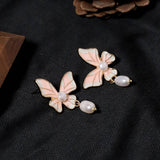 HIGH END ARTISTIC RETRO BUTTERFLY PEARL EARRINGS_CWAJE3778