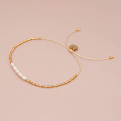 HANDMADE BAROQUE GOLD RICE BEAD BRACELET_CWAB4634