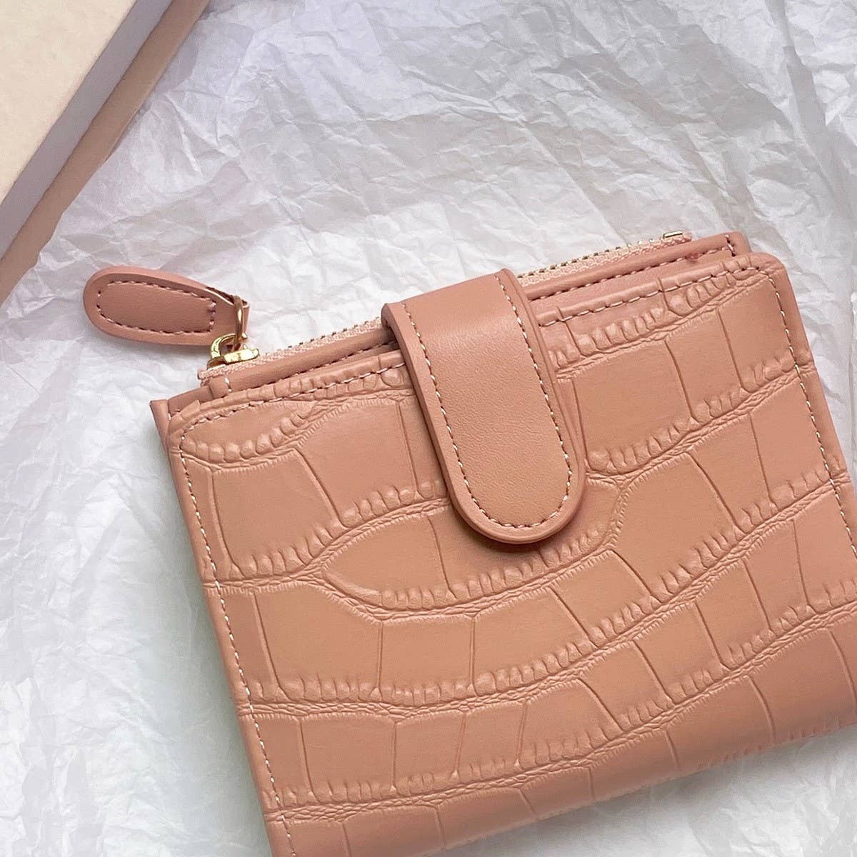 Minimalist Croc Pu Mini Zipper Wallet_Cwab06266