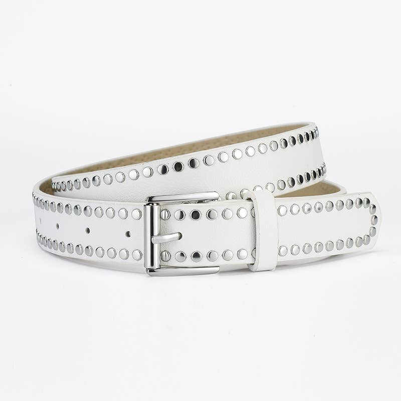 Punk Style Metallic Rivet Pin Buckle Pu Belt