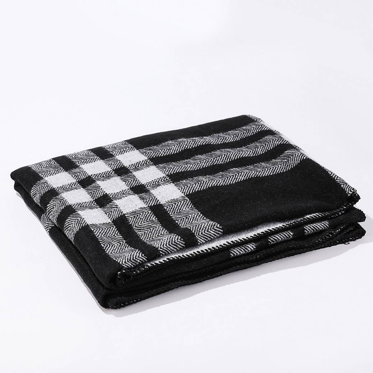 SOLID COLOR STRIPED WARM VERSATILE SHAWL SCARF_CWASC2162