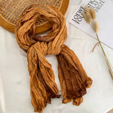 Cotton Linen Color Block Crinkle Scarf Shawl_Wj0414-03