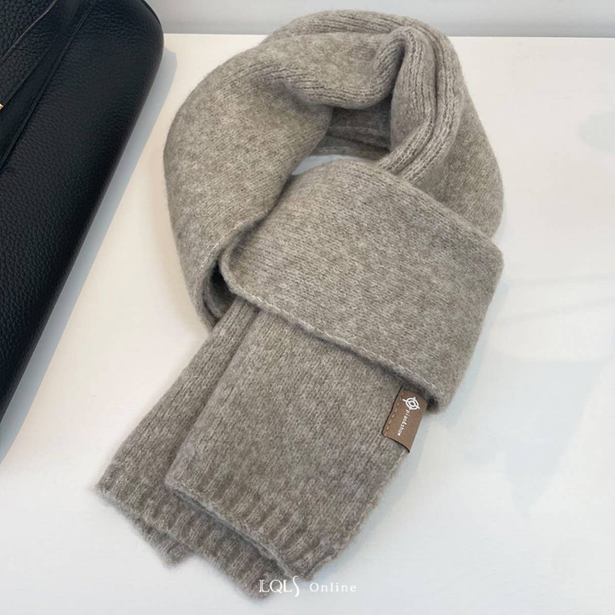 COZY BEIGE WOOL BLEND KNIT SCARF THICK WARM UNISEX_CWASC1503