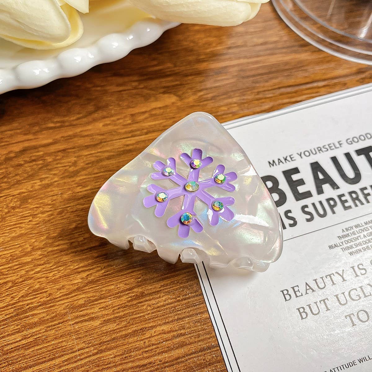 CUTE SNOWFLAKE HAIR CLAW XMAS PONYTAIL CLIP_CWAHA0725