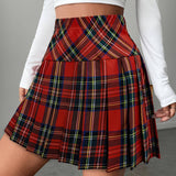 Striped Preppy Short Commuter Pleated Skirt