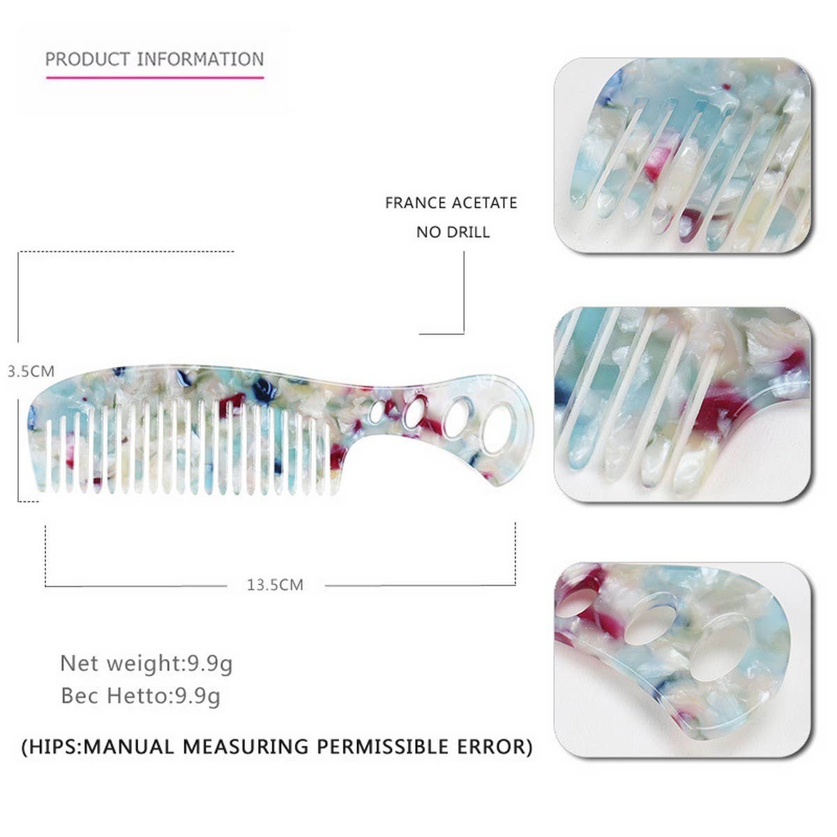 ACETATE SHEET HOUSEHOLD HAIR COMB ANTI STATIC COMB_CWAHA4197