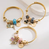 Unique Beaded Bracelet With Clover Charms_Cwmm8604