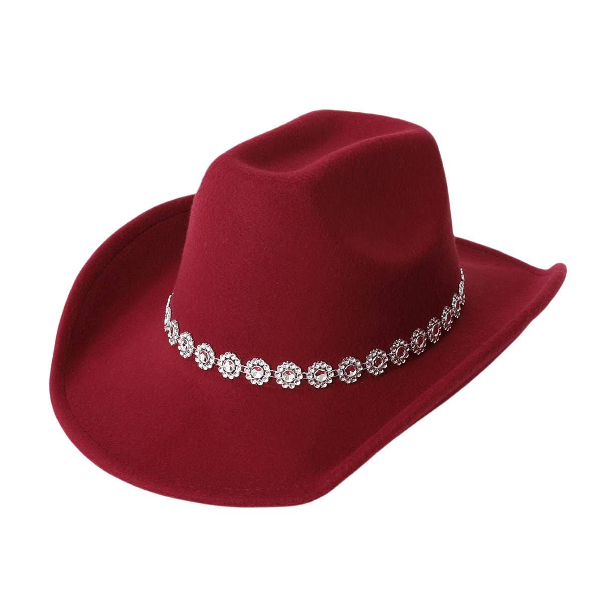SPIRAL SEQUIN BRIM WESTERN FELT FEDORA HAT_CWAH3625