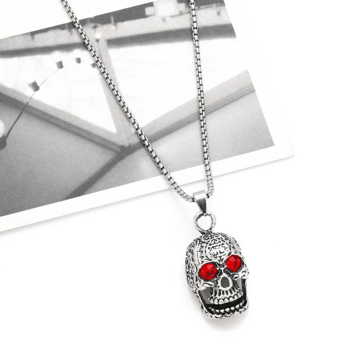 RETRO HIP HOP SKULL PENDANT NECKLACE_CWAJE0972