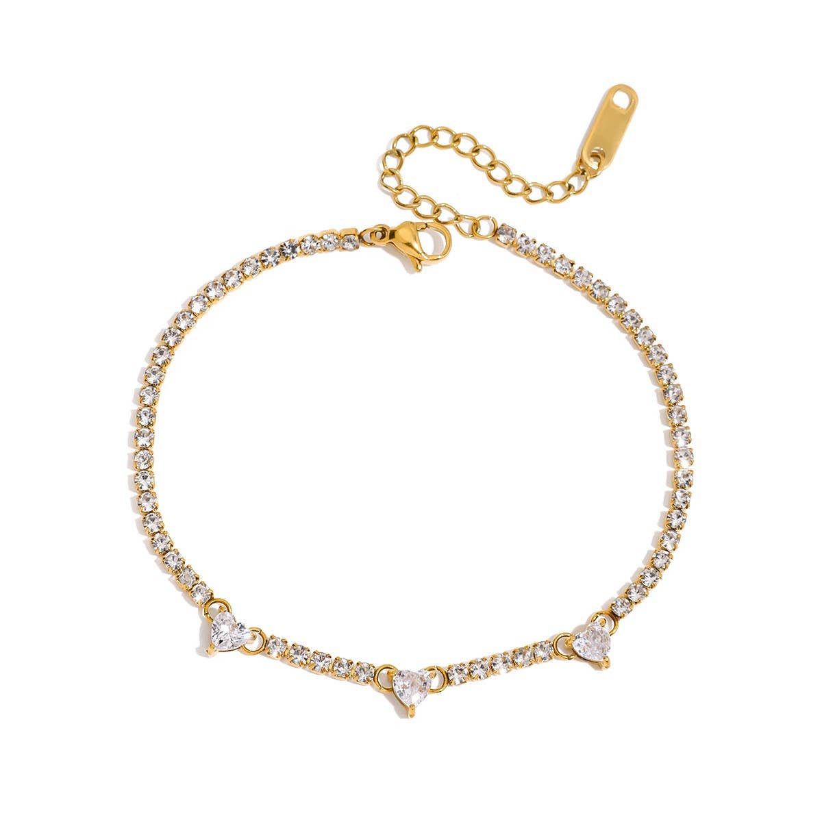 18K GOLD TITANIUM HEART ZIRCON BRACELET LUXURY_CWAJE4718
