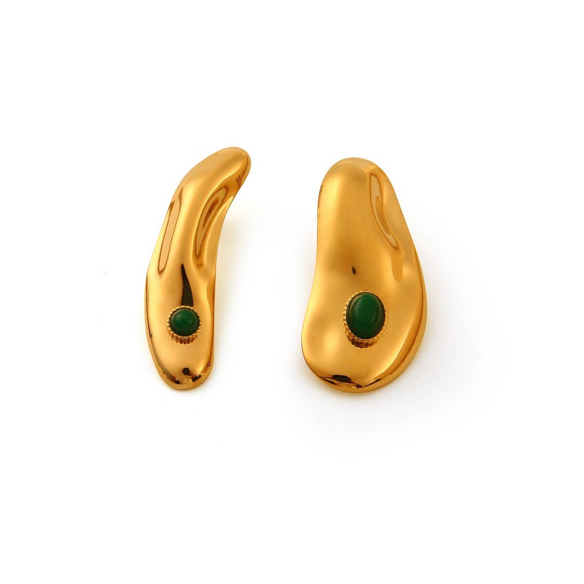 STAINLESS STEEL IRREGULAR NATURAL STONE EARRINGS_CWMM8909