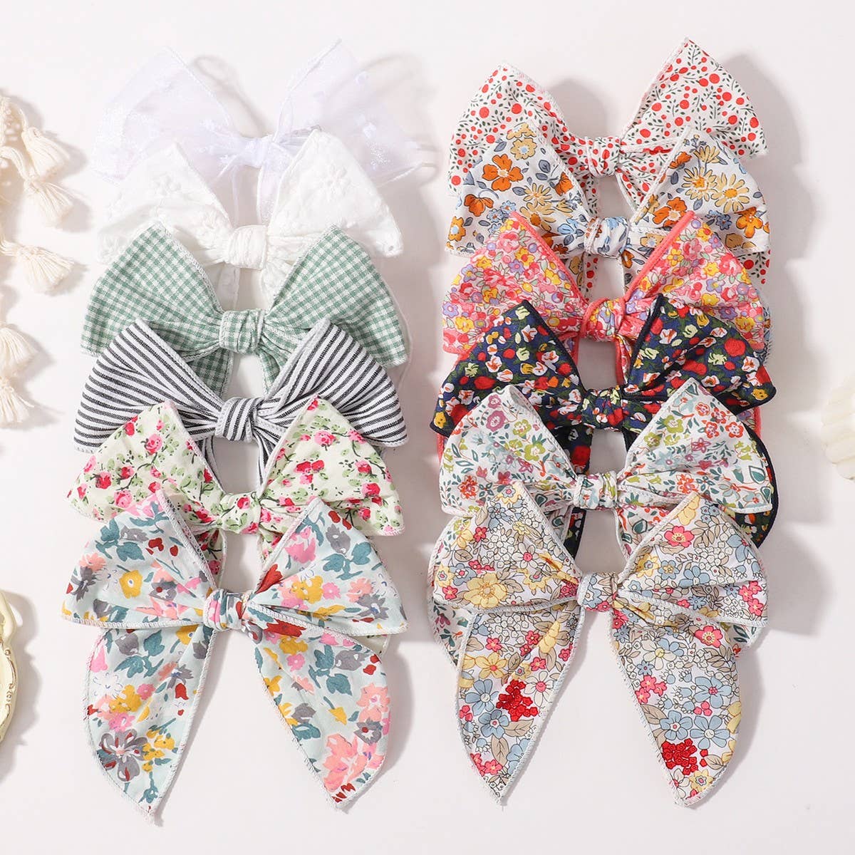 FLORAL COTTON BOW HAIR CLIP FOR BABY GIRLS_CWAHA6752