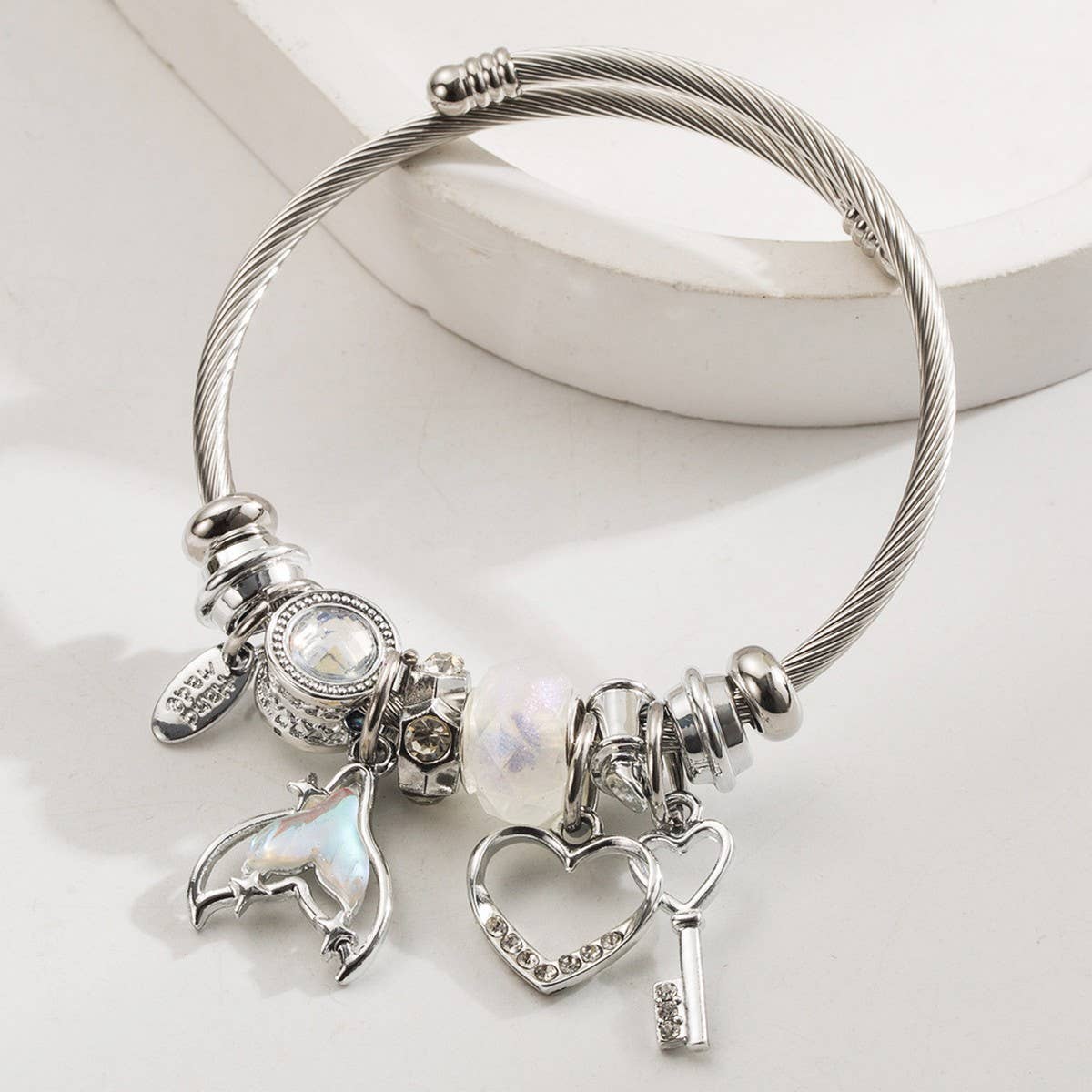 Trendy Stainless Steel Mermaid Tail Heart Bracelet_Cwmm8506