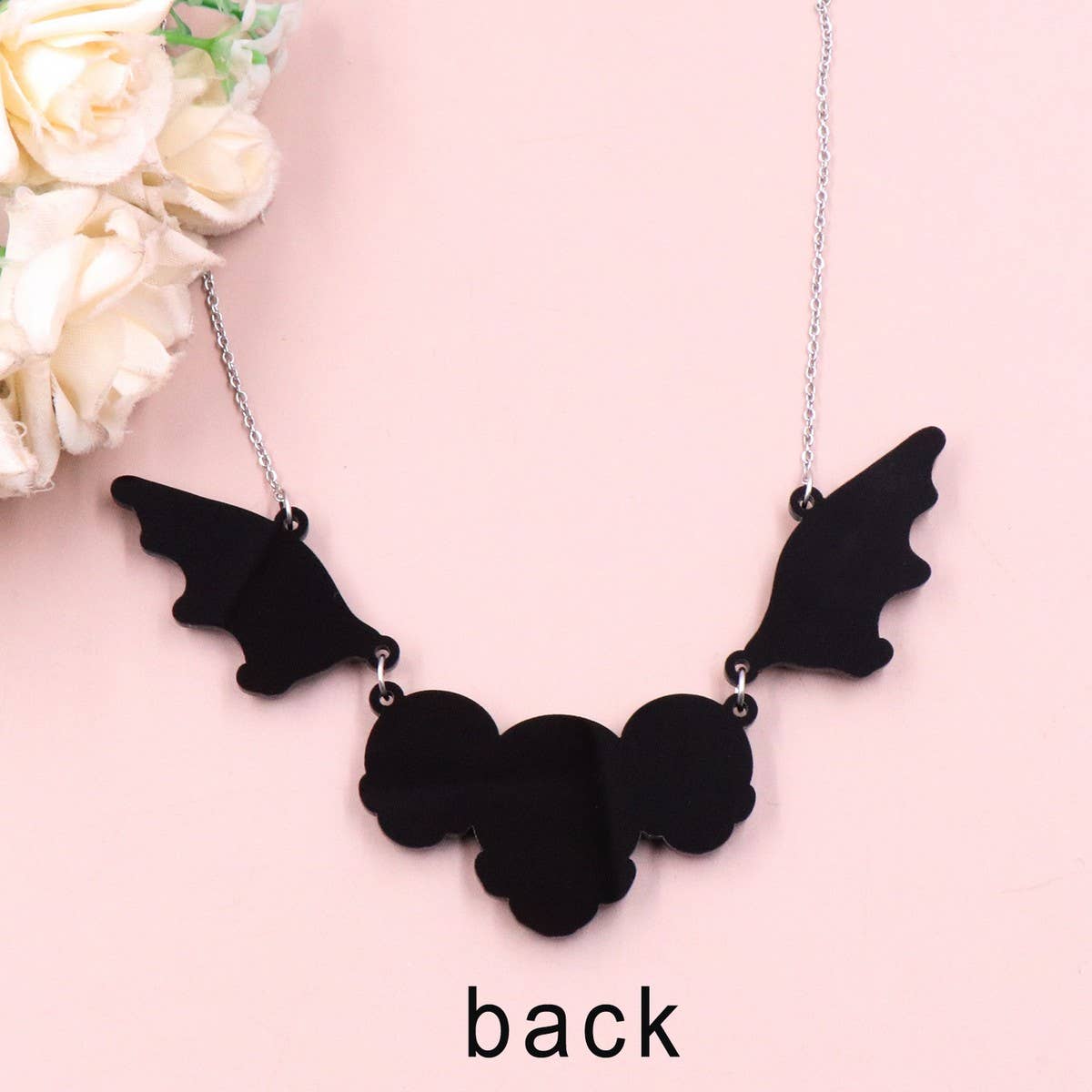HALLOWEEN GOTHIC SKULL BAT NECKLACE_CWAJE1970