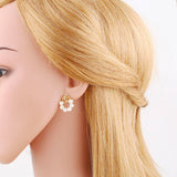 COPPER PLATED 18K GOLD FLOWER PEARL EARRINGS_CWAJE0998