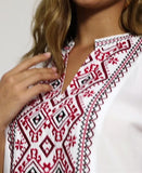 Womens Cotton Mid-Sleeve Embroidered Shirt