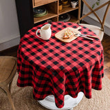 ROUND COTTON AND LINEN PLAID TABLECLOTH_CWMM0974