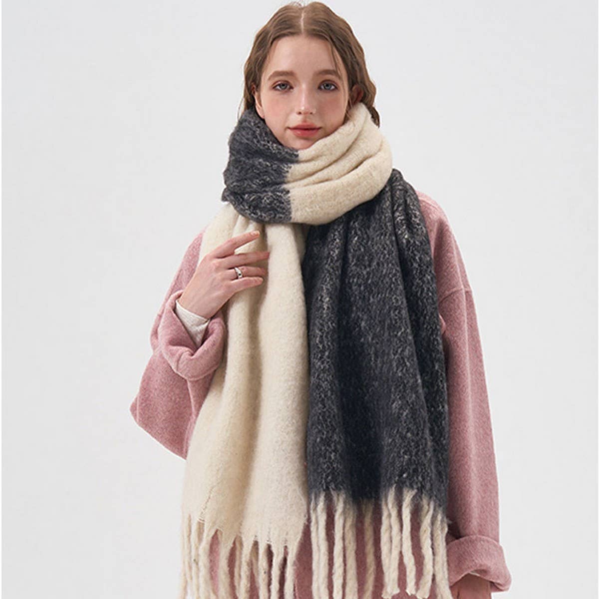 COLORBLOCK FAUX CASHMERE LONG SCARF FOR WINTER_CWASC2293