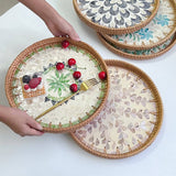 RATTAN WATER SHELL ROUND PLATE 2 PIECE SET_CWMM4494