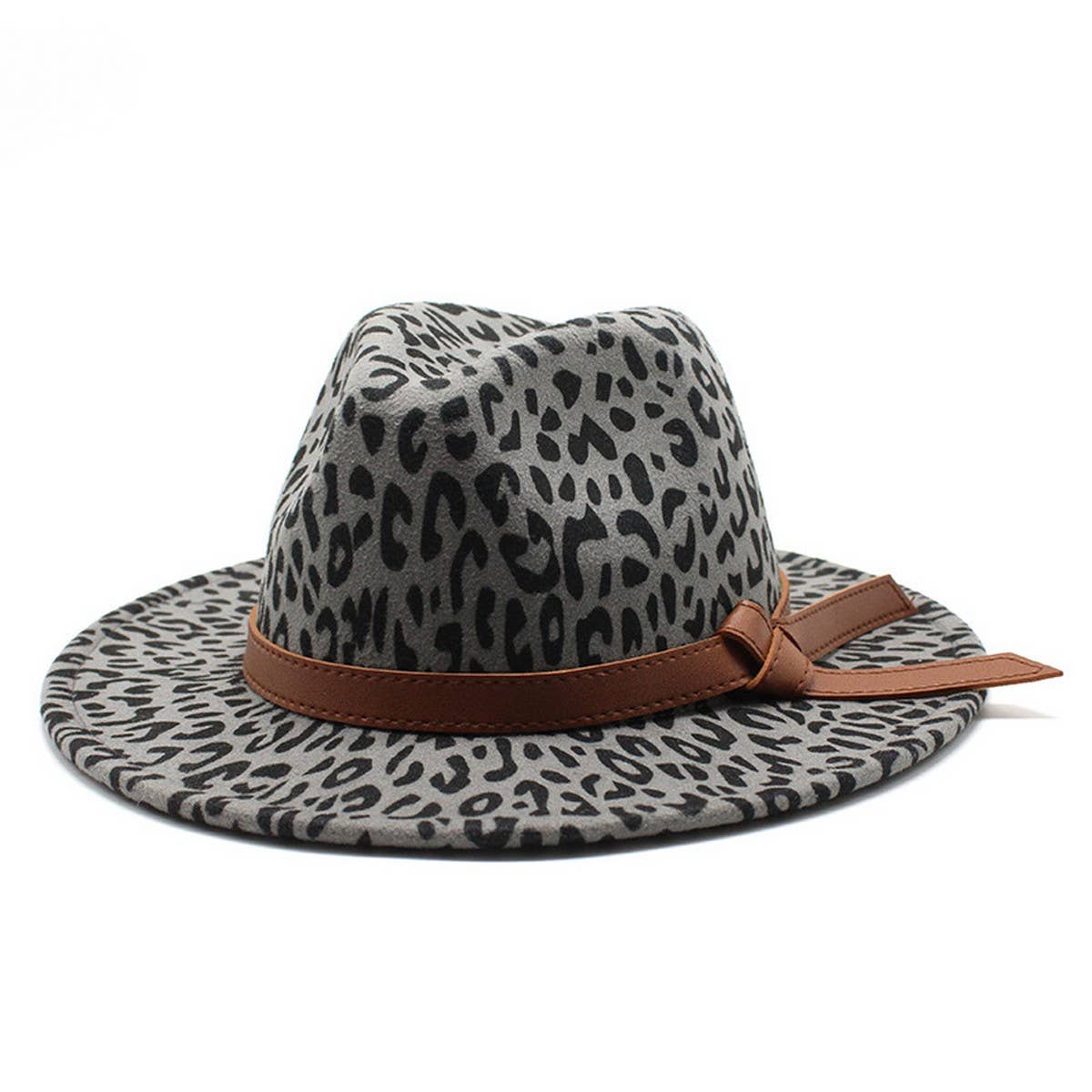 LEOPARD PRINT JAZZ HAT WOOLEN HAT WIDE BRIM HAT_CWAH2544