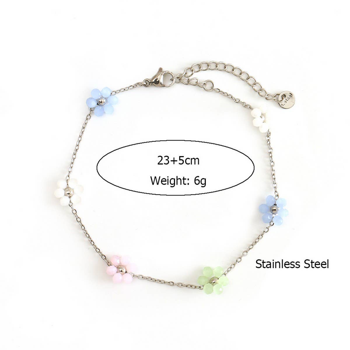 COLORFUL STAINLESS STEEL FLOWER ANKLET_CWAJE4610