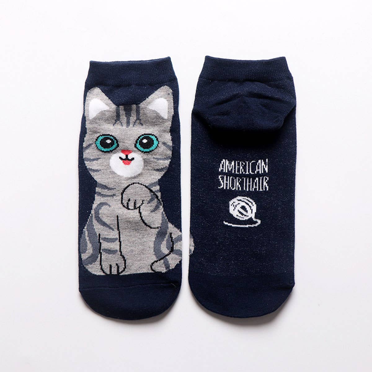 CUTE CAT PATTERN ANKLE SOCKS_CWMS0210