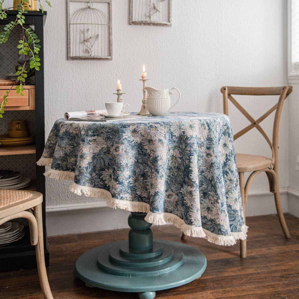 ROUND JACQUARD SUNFLOWER TABLECLOTH_CWMM0950