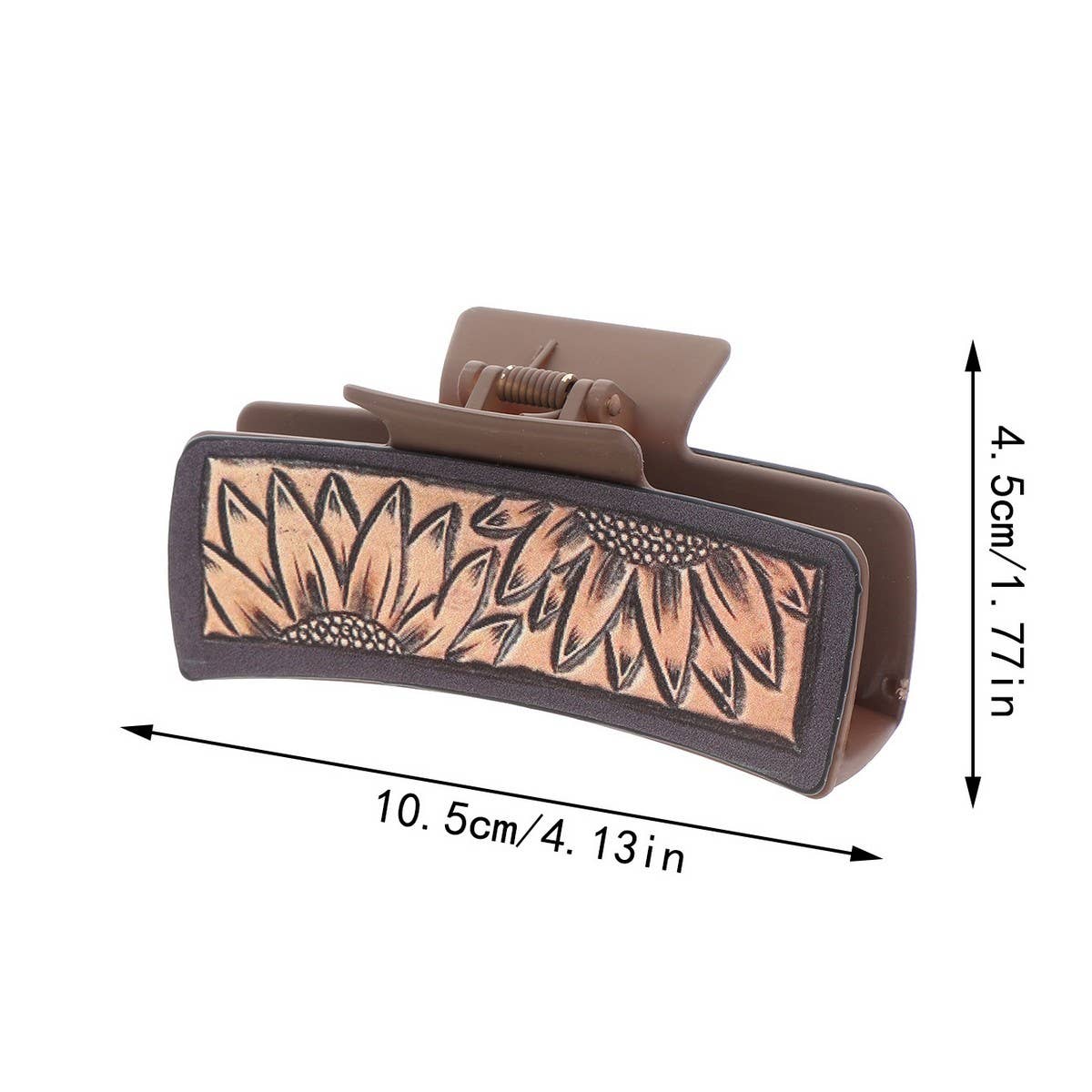 Western Cowgirl Sunflower Claw Clip, Faux Leather_Cwaha0609
