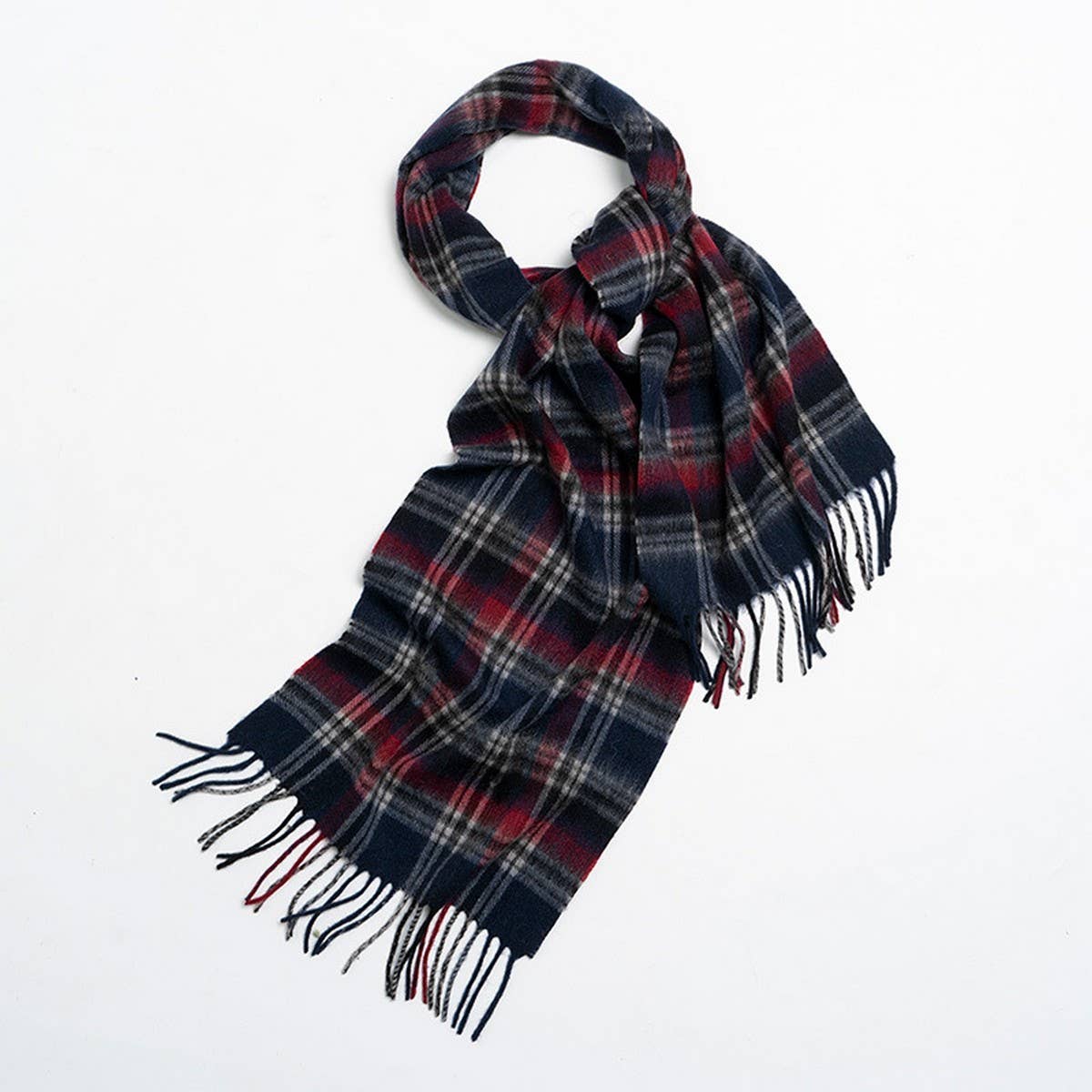 NORDIC PLAID WOOL SCARF WARM WINTER COUPLE WRAP_CWASC2357