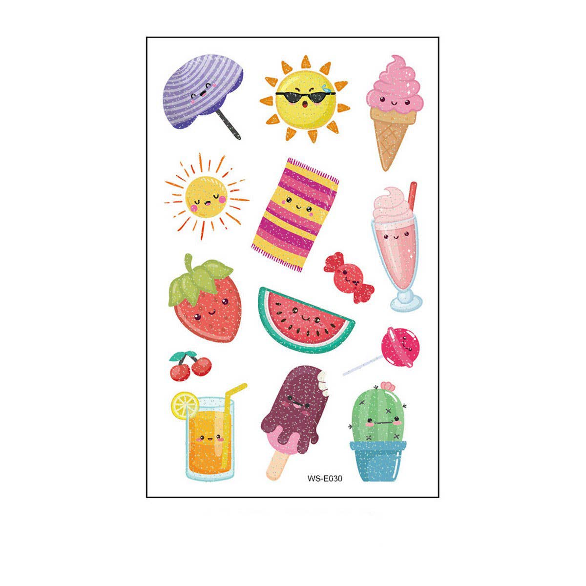 Waterproof Kids Sparkle Fruit Veggie Tattoos_Cwmm8258