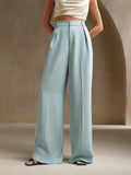 Solid Color Simple High Waist Straight Pants